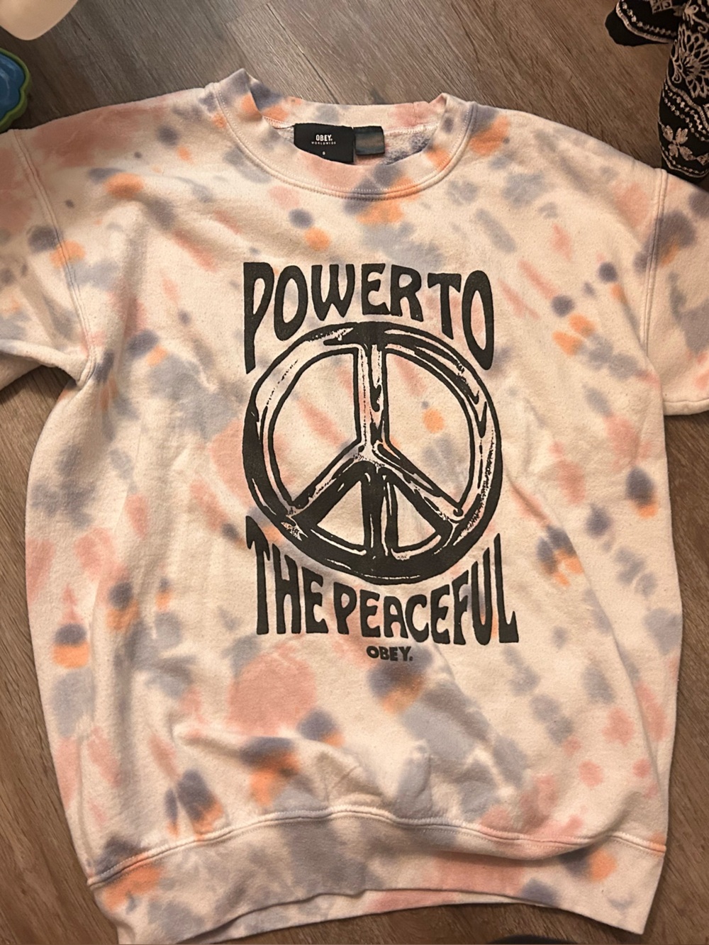 OBEY  'Power to the Peaceful' Tie-Dye Sweatshirt - Pink & Gray